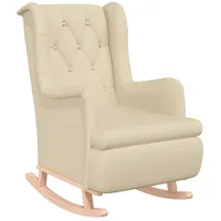VidaXL Schaukelsessel mit Kautschukholz-Beinen Creme Stoff