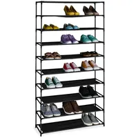 Relaxdays Schuhregal, mit 10 Ebenen, Metall Schuhablage, Stoff Ablage,