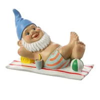 MARELIDA Gartenzwerg BERT im Urlaub liegend Gartenfigur H: 17,5cm