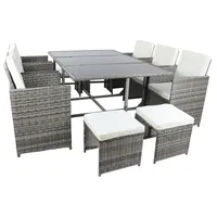 VCM 9-tlg Sitzgruppe Gartenmöbel Set Rattan Raloso