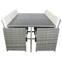 VCM 7-tlg Sitzgruppe Gartenmöbel Set Rattan Raloso