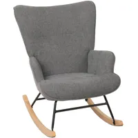 Mendler Schaukelstuhl HWC-N14, Schwingstuhl Relaxsessel Fernsehsessel, Massiv-Holz Metall Stoff/Textil
