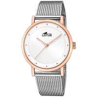 Lotus Damen Armbanduhr aus Edelstahl in der Farbe Silber-Roségold