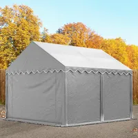 TOOLPORT 3x4 m Lagerzelt, PVC-Plane, grau, mit Bodenrahmen -