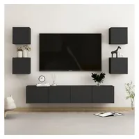 VidaXL 6-tlg. TV-Schrank-Set Schwarz Holzwerkstoff