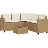 VidaXL Gartensofa in L-Form mit Tisch und Kissen Beige