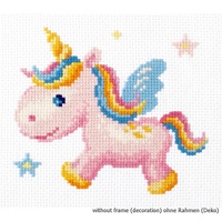 Magic needle 10-35 Regenbogen-Einhorn, Kreuzstichset mit Zählmuster, Baumwolle, mehrfarbig,