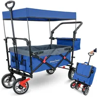 Deluxe4home deluxe4home® Bollerwagen Transportwagen faltbar mit Dach Blau/Grau