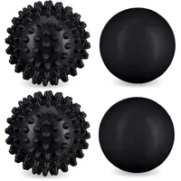 Relaxdays Massageball 4er Set, Igelball & glatter Lacrosse-Ball, Ø