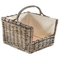 Kobolo Kaminholzkorb Holztrage Holzkorb für Kaminholz Rattan grau mit