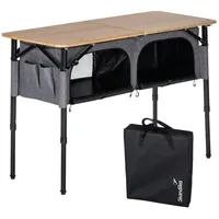 Skandika Campingtisch mit Schrank Tolja | Outdoor Bambus Klapptisch