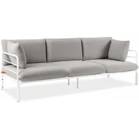 Konsimo Gartensofa, RAMBE 3-Personen mit Kissen, Weiß/Hellgrau - Hellgrau,