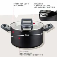Fackelmann Kochtopf Statement 20cm Topf mit keramischer Beschichtung Recyceltes