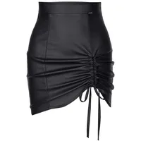 Demoniq Highwaist Kunstleder Minirock mit vertikalem Kordelzug L -