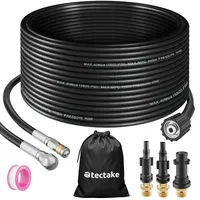 Tectake tectake® Rohrreinigungsschlauch-Set, 8-teilig, in 2 Größen, 3 Adapterstücke,