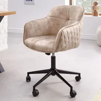 Riess-Ambiente Höhenverstellbarer Design Bürostuhl EUPHORIA champagner greige Samt drehbar