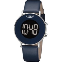 REGENT Herren Armbanduhr Digital Lederarmband dunkelblau URBA783