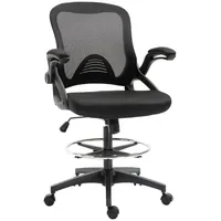 Vinsetto Mesh Zeichenstuhl, mit Rollen 106-126 cm Höhenverstellbarer Drehstuhl