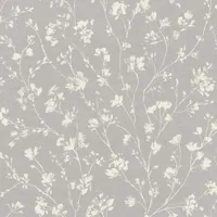 Rasch Textil Rasch Graue Blumentapete auf Vlies mit Leinen-Optik