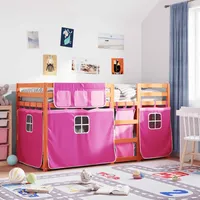 VidaXL Etagenbett mit Vorhängen Rosa 80x200 cm Massivholz Kiefer