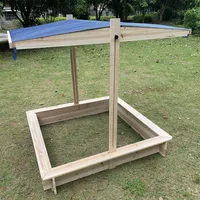Nyvi Sandkasten mit verstellbarem Sonnenschutz 126x118,5x115 cm - Holz