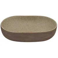 VidaXL Aufsatzwaschbecken Sandfarben Braun Oval 59x40x14 cm Keramik