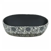 VidaXL Aufsatzwaschbecken Schwarz und Blau Oval 47x33x13 cm Keramik