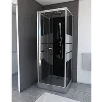 Marwell Komplettdusche Runddusche 80 x 225 cm Schwarz/Silber Sicherheitsglas