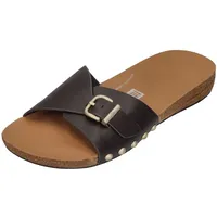 FitFlop Iqushion Adjustable Buckle Leather Badesandalen - Chocolate Brown