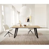 DeLife Esstisch Edge 200x100 Keramik Laminam® Sabbia Eichefarbig Metall