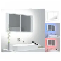 VidaXL LED-Bad-Spiegelschrank Hochglanz-Weiß 80x12x45 cm Acryl