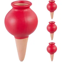 Relaxdays Tonspitzen Bewässerung, 4er Set, Wasserspender für Zimmerpflanzen &