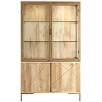 Main Möbel Vitrine Vitrinenschrank 118x197cm Massivholz Mango natur &