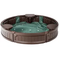 Goplus - 120 cm Runder Sandbox, HDPE-Sandkasten mit 3