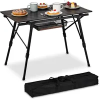 Relaxdays Klapptisch, klappbarer Camping Tisch, höhenverstellbar, Aluminium, faltbar, Alu