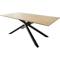 DeLife Esstisch Edge 200x100 Keramik Laminam® Sabbia Eichefarbig Kreuzgestell