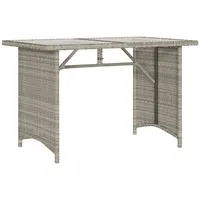 VidaXL Gartentisch mit Glasplatte Hellgrau 110x68x70 cm Poly Rattan