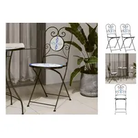 VidaXL Bistrostühle 2 Stk. Klappbar Blau und Weiß Keramik