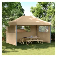 VidaXL Partyzelt Faltbar Pop-Up mit 3 Seitenteilen Beige