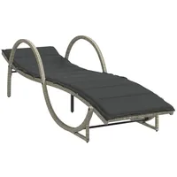 VidaXL Sonnenliege mit Auflage Hellgrau 60x199x42 cm Poly Rattan
