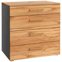 Hasena Kommode Anthrazit, Buche, Holz, Nussbaum,Buche, massiv, 4 Schubladen,