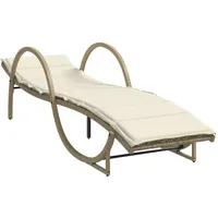 VidaXL Sonnenliege mit Auflage Beige 60x199x42 cm Poly Rattan