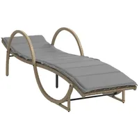 VidaXL Sonnenliege mit Auflage Beige 60x199x42 cm Poly Rattan