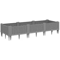VidaXL Pflanzkasten mit Erdspießen Hellgrau 125x40x28,5 cm PP -