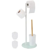 Relaxdays Wc Garnitur, Hbt: 64x27x22 cm, stehender Toilettenpapierhalter, Klobürste