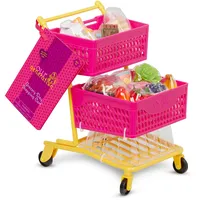 Our Generation BD35159Z Deluxe Einkaufswagen pink/gelb & Lebensmittel -