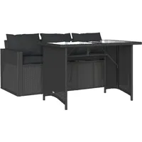 VidaXL 2-tlg. Garten-Essgruppe mit Kissen Schwarz Poly Rattan