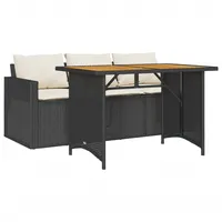 VidaXL 2-tlg. Garten-Essgruppe mit Kissen Schwarz Poly Rattan