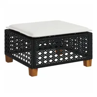 VidaXL Gartenhocker mit Kissen Schwarz 63,5x56x32 cm Poly Rattan