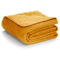 AmeliaHome Tagesdecke 220x240 cm honiggelb Steppung Velvet Samt Laila